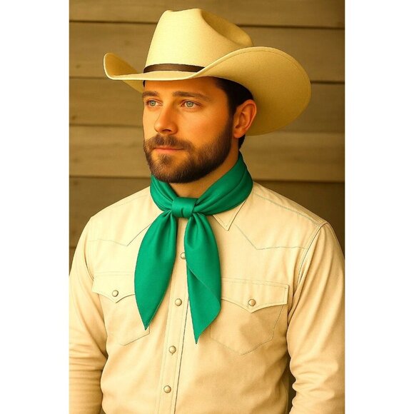 Teal Green Wild Rag Large Scarf 23x23"  Western Accessory Cowgirl or Cowboy - Picture 3 of 8